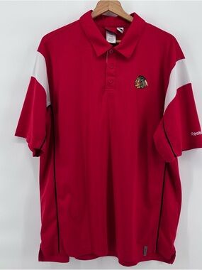 Reebok NHL Chicago Blackhawks Red Polo Shirt Mens XL Faceoff Collection Fanwear